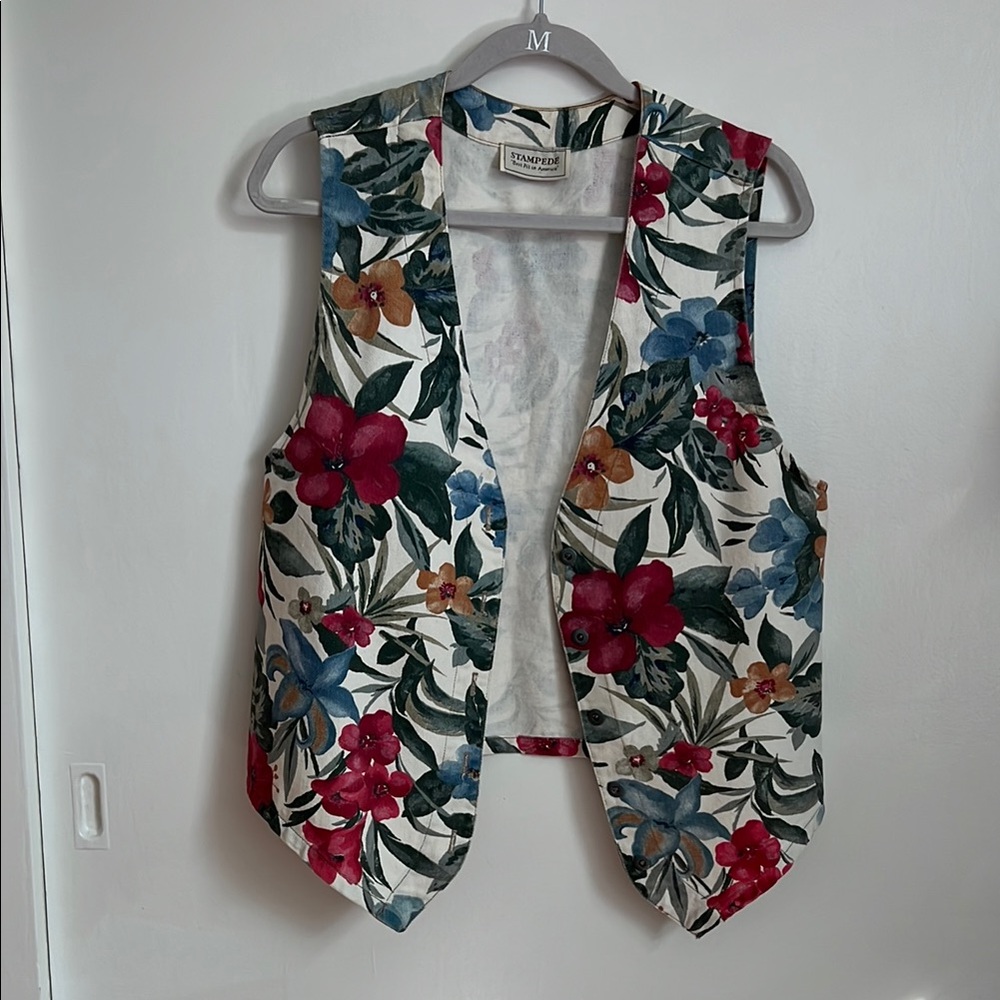 STAMPEDE Vintage Floral Sleeveless Vest Size L
